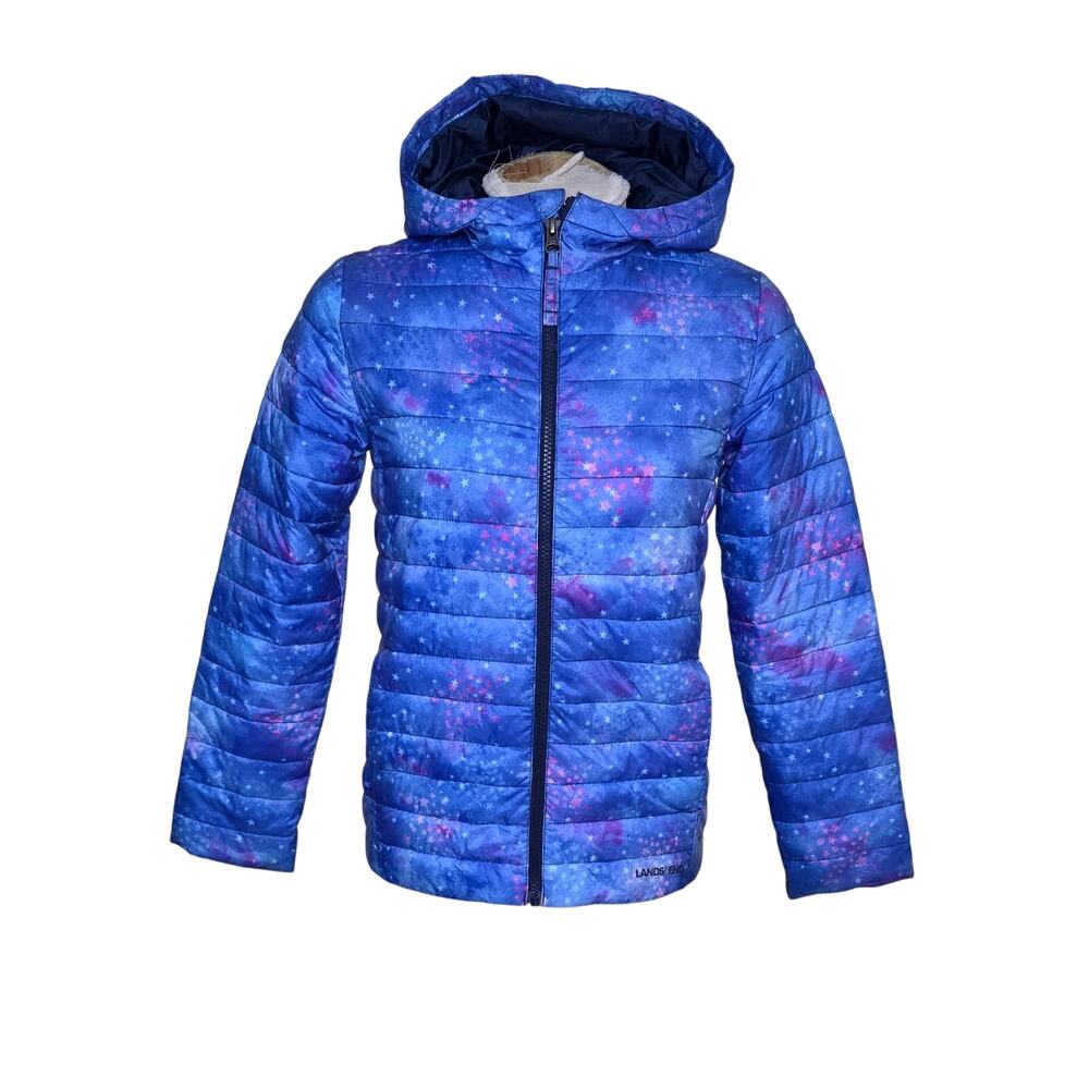 Lands' End Hooded Thermo Plume Packable‎ Jacket Size 10-12